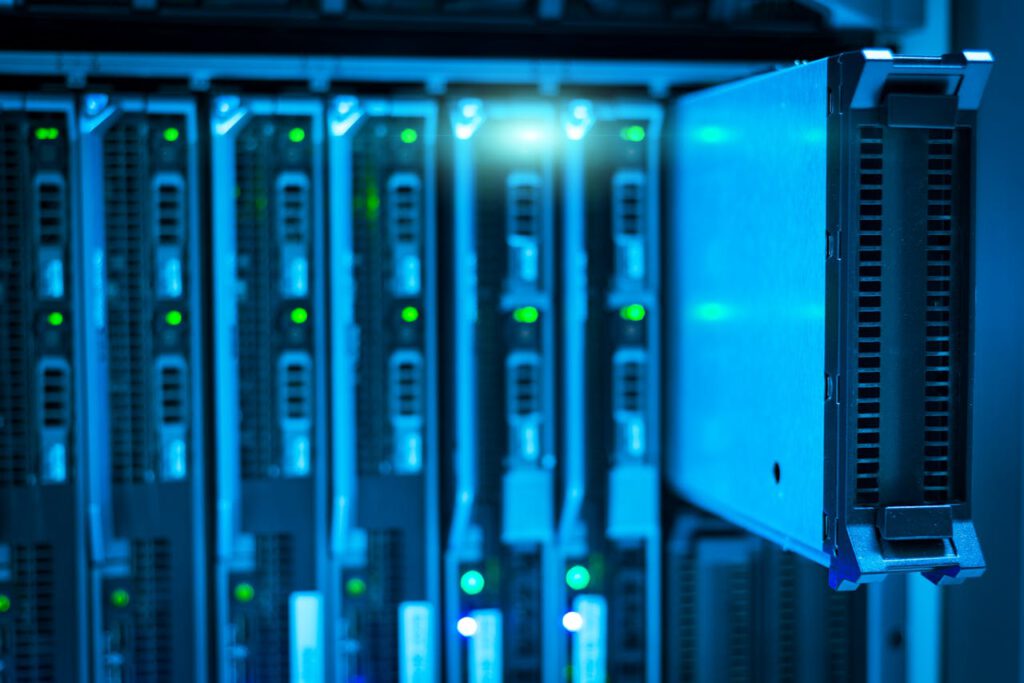 pexels-photo-17489157 Detailed view of a server rack with a focus on technology and data storage.